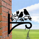 Bird Plant Hanger Iron Plant Brackets 10.6 x 11.3 Inch Black Tree Leaf Animal Silhouette Indoor Outdoor Decorative Basket Wall Mounted Hanging Bracket for Porch Garden Wind Chime Lantern