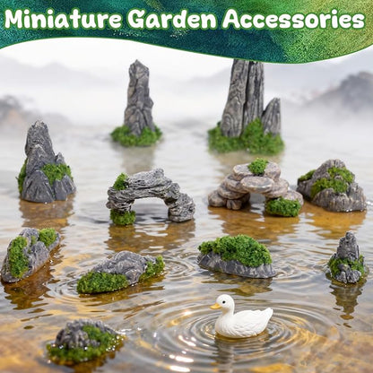 Warmtree 12 Pcs Diorama Rocks Fake Rock Miniature Stone Statue for Diorama Supplies, Micro Train Landscape, Railway Sand Table, Zen Garden Accessories