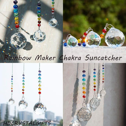 HDCRYSTALGIFTS Set 3 Crystal Prisms Suncatchers for Window Hanging Rainbow Maker Chakra Sun Catcher Indoor Window Christmas Decorations Memorial Sympathy Gifts for Loss of Loved One