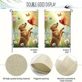 Spring Summer Golden Retriever Garden Flags 12x18 Double Sided, Small Burlap Seasonal Cardinal Floral Dog Garden Flag Spring Summer Outdoor Yard Decorations for Outside Lawn Décor