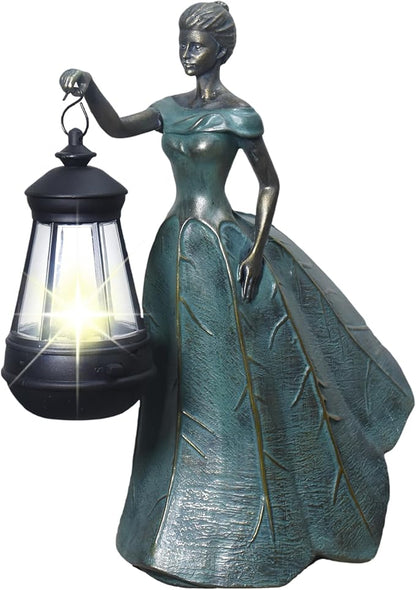 Fairy Garden Statue Solar Garden Decor Resin Fairy Statue with Lights Angel Fairy Decor Outdoor Yard Statues Gardening Gifts for Women 9.5 * 5.5 * 11.5 Inch