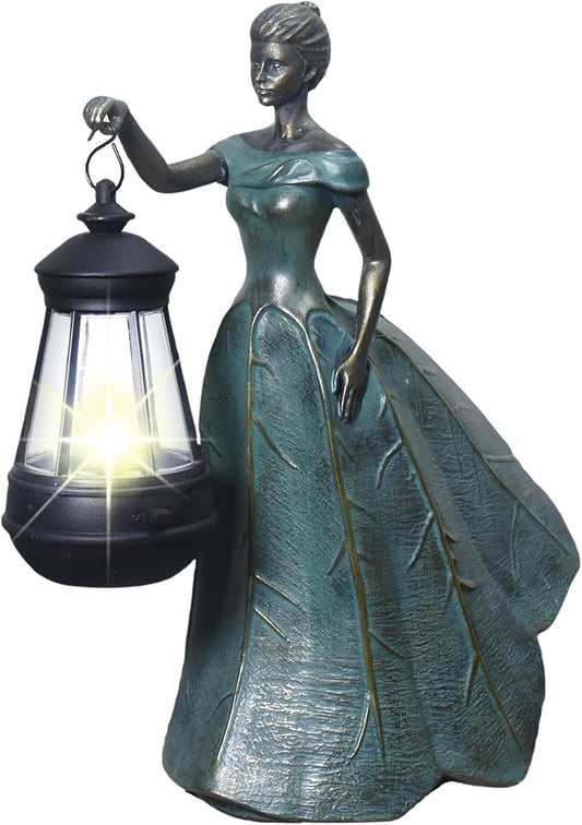Fairy Garden Statue Solar Garden Decor Resin Fairy Statue with Lights Angel Fairy Decor Outdoor Yard Statues Gardening Gifts for Women 9.5 * 5.5 * 11.5 Inch