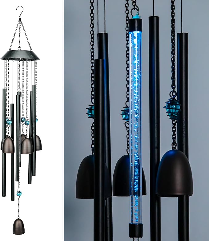 Taman Solar Wind Chime for Outside - 30" Led Color Changing Wind Chime Valentine's Day Gift Decorative Memorial Gift, for Home, Outdoor, Yard, Patio,Garden Decor