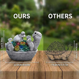 Solar Garden Statue Light, 8inch Cute Turtle with Baby Outdoor Decor for Patio, Lawn, Yard, Pathway, Housewarming Birthday Gifts for Dad, Mom, Grandma,Women (Grey Turtle)