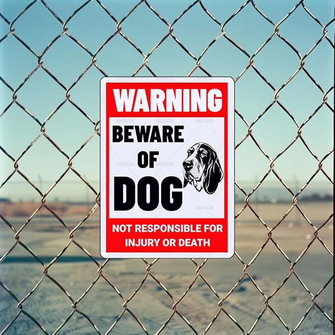 Beware of Dog Sign Basset Dog Metal Sign Warning Beware of Dog Signs for Fence Outdoor Farm Garden Gate Home Yard Decor 8x12 Inch