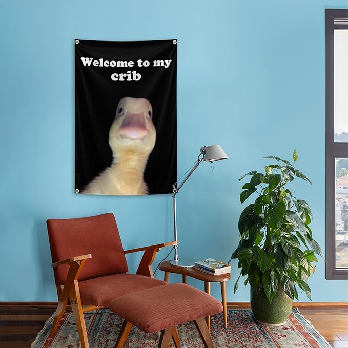 Welcom to My Crib Flag 2x3 Ft Flag with Brass Grommets for Man Cave Teen Boys and Girls College Dorm Room Decor Outdoor Yard Signs Parties
