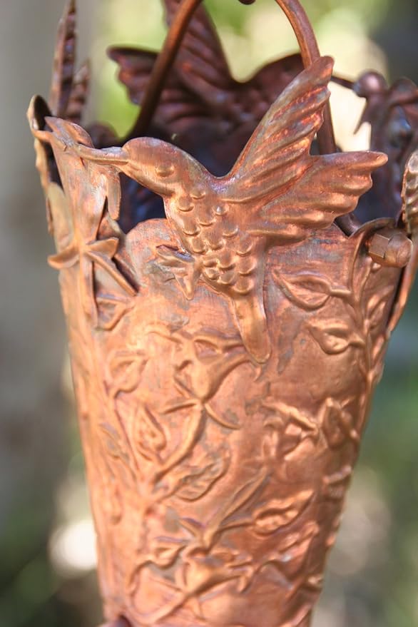 Nutshell Stores Hummingbird Theme Copper Rain Chain with Installation Kit (11 Foot)