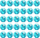 PATIKIL K9 Crystal Octagon Beads 2 Holes Pendants, 60 Pack 14mm Chandelier Prisms Parts Ornaments Hanging Beads for DIY Arts Crafts Decoration, Grass Green