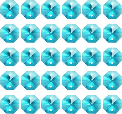 PATIKIL K9 Crystal Octagon Beads 2 Holes Pendants, 60 Pack 14mm Chandelier Prisms Parts Ornaments Hanging Beads for DIY Arts Crafts Decoration, Grass Green