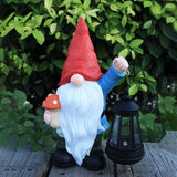 Garden Gnomes Statue with Solar Outdoor Lights, Resin Outdoor Solar Gnome Decorations for Yard Garden, Patio Gnome Gifts for Mom (Art Deco)