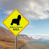 Caution Afghan Hound Crossing XING Tin Sign Afghan Hound Dog Area Warning Street Sign Afghan Hound Novelty Caution Road Sign for Outdoor Home Driveway Garden Yard Park 15x15in