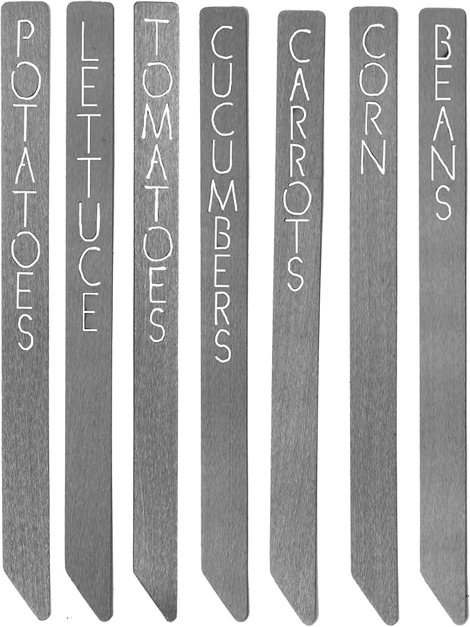 Customizable Metal Garden Markers - Personalized Plant Labels, Herb & Vegetable Stakes, Outdoor Garden Signs, 80+ Varieties for Easy Plant ID (4 pack - 12 inches long)