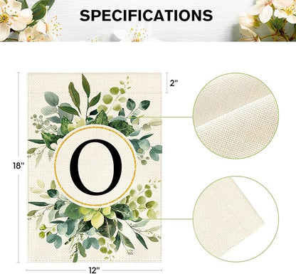 AVOIN colorlife Monogram Letter O Floral Garden Flag 12x18 Inch Double Sided Outside, Family Last Name Initial Yard Outdoor Decoration