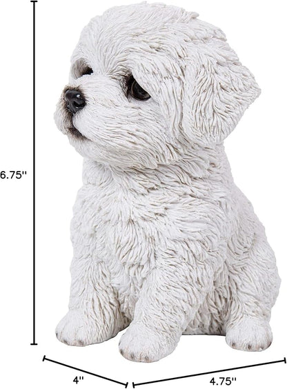 6.75" White and Black Outdoor Maltese Puppy Figurine