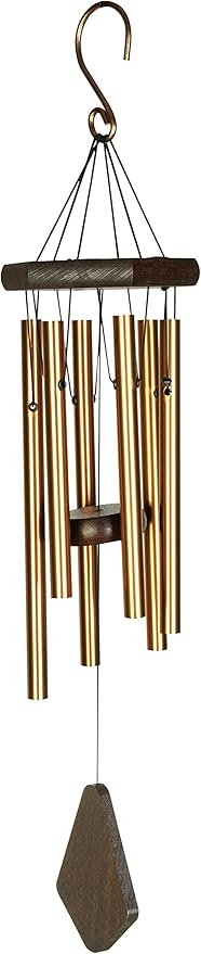 Nature’s Melody Premiere Grande Tunes Wind Chimes – Outdoor Windchime with 6 Tubes Tuned to E Pentatonic Scale, Rustproof Aluminum, Beech Wood & S Hook Hanger (Bronze, 24")