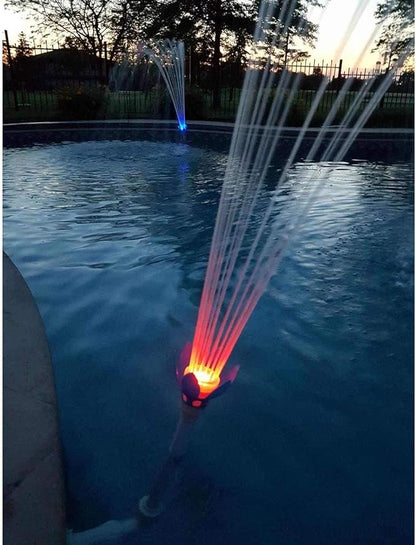 Water Powered Swimming Accessory Sprinkler Aerates with Color Changing LED Light Bulb for Use with 1.5 Inch Outlets (3 Pack)