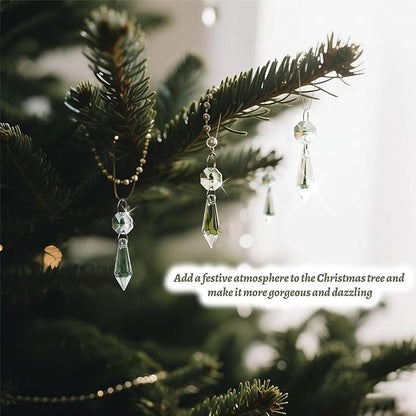 50PCS Premium Clear Crystal Teardrop Prism 2.4" -Crystal Glass Baroque Chandelier Pendant Drop Loose Beads Suncatcher for Holiday Party/Home/Window Decoration/Chandelier Replacement Parts