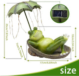 6.7" Solar Frog Garden Statue with Light Up Umbrella - IP65 Waterproof Resin Sculpture, Outdoor Figurine for Patio Yard Pond, Unique Gardening Gifts for Women/Mom