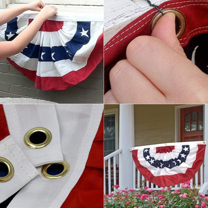 1.5x3Ft 250th Anniversary Flag 4th of July Decorations Memorial Day American flags Bunting Flags outdoor- Half Fan Banner Pleated Patriotic flag USA Flags double-sided 4-Pack