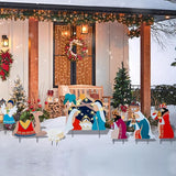 Afirst Christmas Yard Stakes Nativity Scene Outdoor Decoration Lighted Holy Nativity Scene Yard Signs 7 Pcs Jesus Birth Manger Sets for Lawn Pathway Outdoor Decoration
