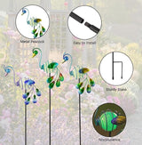 Stargarden Decorative Garden Stakes, 3 Pack Glow in Dark Metal Garden Stakes, Luminous Peacock Yard Art Decor Waterproof Lawn Ornament Gifts for Mom, Women