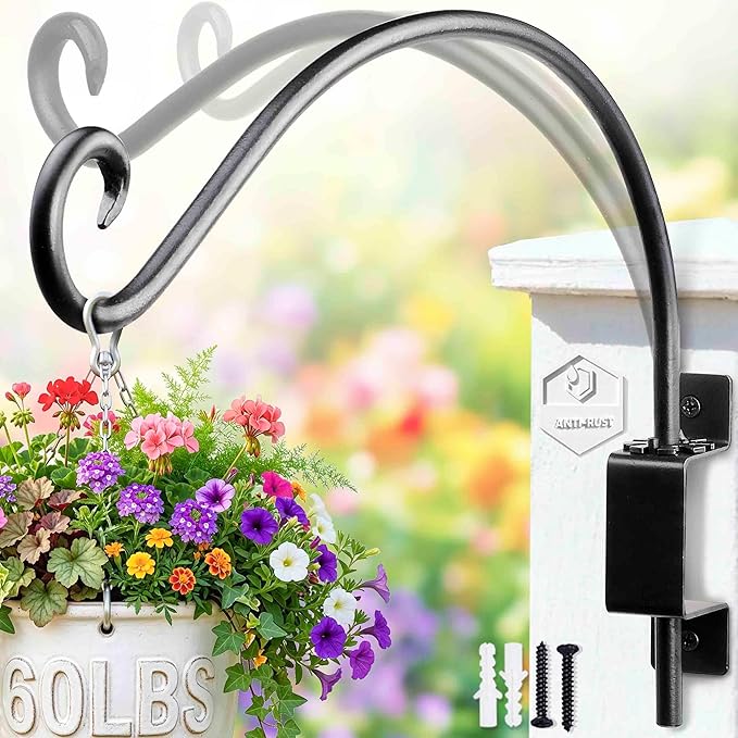 Lifyzoon Swivel Bird Feeder Hanger Hook: 16-Inch Swivel Hanging Plant Bracket, 60lbs Weight Capacity - Outdoor Wall Hooks for Bird Feeder, Wind Chimes, Heavy Plants