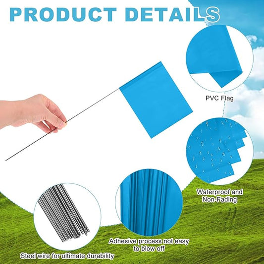 M METERXITY 10-Pack Blank Marking Flags, 15x5.1x4 Inch Waterproof Yard Flags Marking for Lawn/Garden/Irrigation/Landscape/Sprinkler/Survey/Dog Training/DIY [Blue]