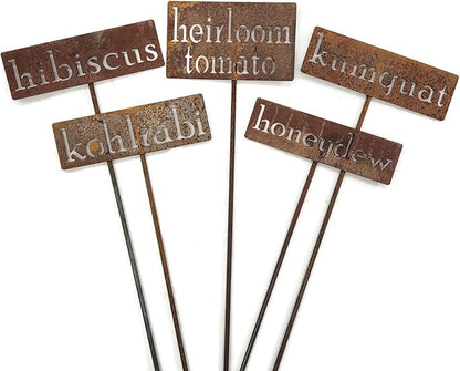 Classic Metal Garden Markers 19 Inches Tall (kiwi, Naturally Rusted)