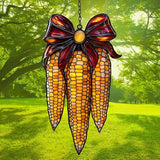 Farmhouse Corn Celebration Acrylic Suncatcher Stained Glass Effect Window Car Hanging Christmas Ornament Indoor Outdoor Decor Garden Sun Catcher Panel for Thanksgiving Lover for Women Mom Grandma