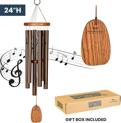 Woodstock Wind Chimes Amazing Grace Chime Medium (24'') Bronze Wind Chime Inspirational and Memorial Gifts Wind Chimes for Outside Patio Home or Garden Decor