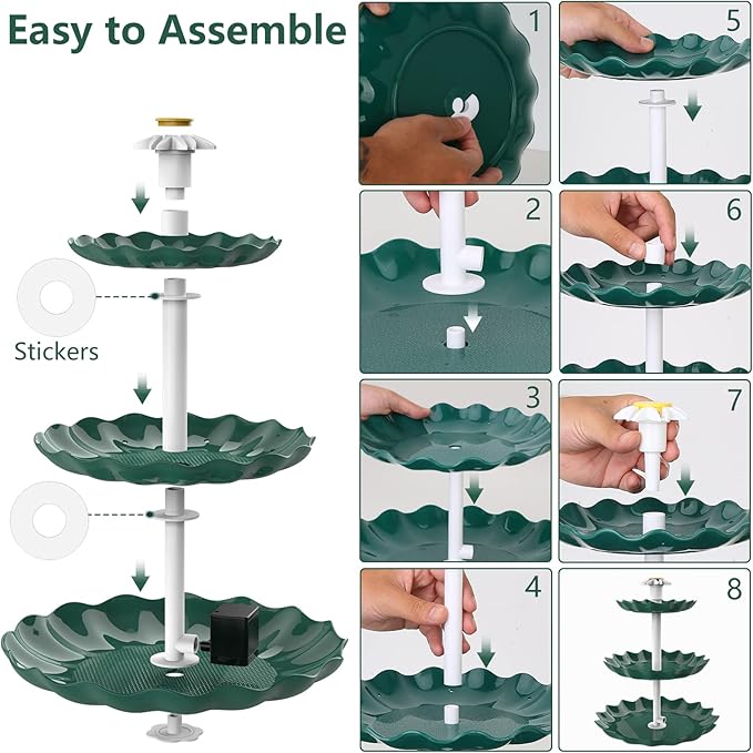 AISITIN 3 Tiered Bird Bath Solar Fountain Pump, 3.5W Solar Water Fountain, 2026 New DIY Solar Powered Water Pump for Bird Bath, Garden, Fish Tank and Outdoor Bird Feeder