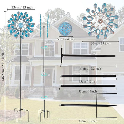 Metal Wind Spinner,Outdoor Wind Spinners & Sculptures for Yard and Garden Art Decor,Garden Windmill for Patio,Lawn