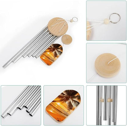 Wind Chimes for OutdoorsSmallAluminumWindChimewithGentleMelodicSounds6TubesTunedandWoodenPendantNaturalandRustic Patio Garden Decor
