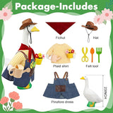 Porch Goose Outfit for 23" Cement & Plastic Goose Statue – Gardener Porch Goose Clothes with Cowboy Hat,Includes Scarf,Tools,Watering Can & Flower Pot, Outdoor Lawn Yard Decor & Front Porch
