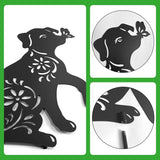 Metal Dog Garden Stake,Metal Dog Garden Decor for Outside,Patio,Outdoor,Charming Set of 2 Dogs Statues for Garden