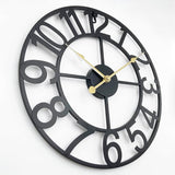 Indoor Outdoor Large Patio Decorative Wall Clock Silent Non Ticking Battery Operated, 16 Inch Modern Black Metal Wall Clock for Pool Area, Living Room, Farmhouse, Kitchen