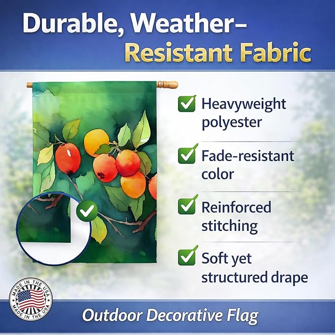 Caroline's Treasures Missouri Hawthorns in Watercolor House Flag Large Porch Sleeve Pole Decorative Outside Yard Banner Artwork Wall Hanging, Polyester, House Size, Multicolor