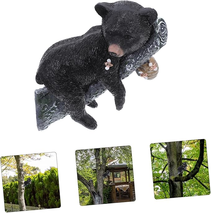 Yardwe Resin Bear Sculpture for Outdoor Decor Unique Tree Animal Figurine Durable Garden Ornament Versatile Hanging Table Display for Animal Lovers and Nature Enthusiasts