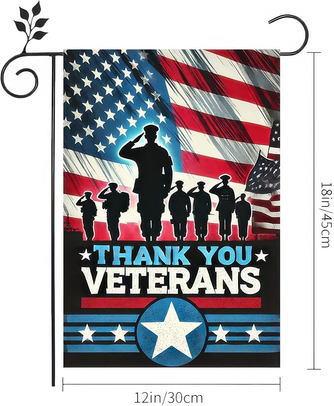 BlissYard Thank You Veterans Garden Flag Decorative Yard Banner Seasonal Flag for Outdoor Outside Decor Party Decoration American Patriotic Yard Memorial Day Independence Day Farmhouse Decorations