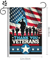 BlissYard Thank You Veterans Garden Flag Decorative Yard Banner Seasonal Flag for Outdoor Outside Decor Party Decoration American Patriotic Yard Memorial Day Independence Day Farmhouse Decorations
