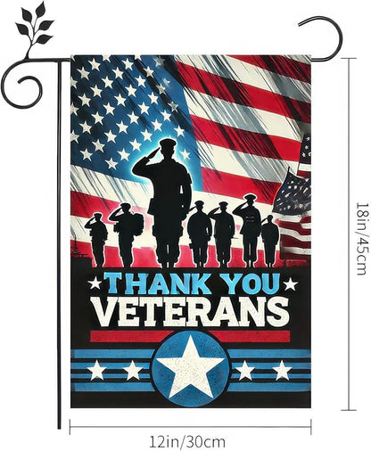 BlissYard Thank You Veterans Garden Flag Decorative Yard Banner Seasonal Flag for Outdoor Outside Decor Party Decoration American Patriotic Yard Memorial Day Independence Day Farmhouse Decorations