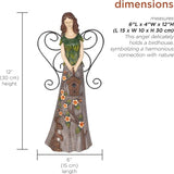 Alpine Corporation WQA1552 Floral Woodland Angel Holding Birdhouse Statue, Sentimental Decor for Garden & Patio, 12" H