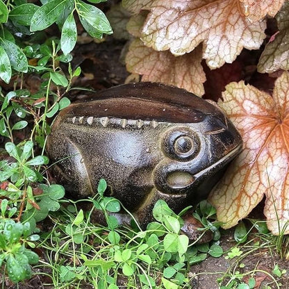 FRG-01 Aluminum Metal Garden Statue Frog Folk-Art Style Sculpture with Dark Bronze Finish Decorative Outdoor Yard Decor Unique Frog Statue for Garden and Landscaping