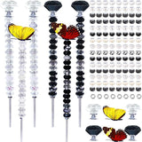145 PCS Beaded Garden Stakes Kit, DIY Fairy Wand Garden Stake Beads Kits with Assortment Large Hole Beads 4 Crystal Stopper Top 2 Butterfly Tops and Threaded Rods for Outdoor Indoor Decor