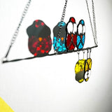 Double-Side High Stained Glass Suncatcher Panel, Multicolor Owls Suncatcher for Windows Doors Room Home Decoration Hummingbird Ornamentand Gifts for Bird Lovers Owl Gifts for Mom,Grandma(red)