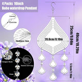 4Pack 10inch Sublimation Wind Spinner Blanks 3D Aluminum Metal Wind Sculpture Kinetic Spinners for Yard and Garden Indoor Art Ornaments Hanging Decoration (Boho Waterdrop Pendant)