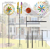 Wind Spinners Outdoor, Colorful Changing Garden Windmill for Yard Decor 65 inch, Unique Tree Leaf Design Metal Garden Wind Spinners，Gifts for Family Friends