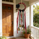 Witches Bells for Door Protection - Handmade Witch Bells Door Knob Wind Chimes Hanging Witchcraft Supplies Wiccan Decor, Unique Gifts for Witches. Magic Wreath Decor Witchy Accessories