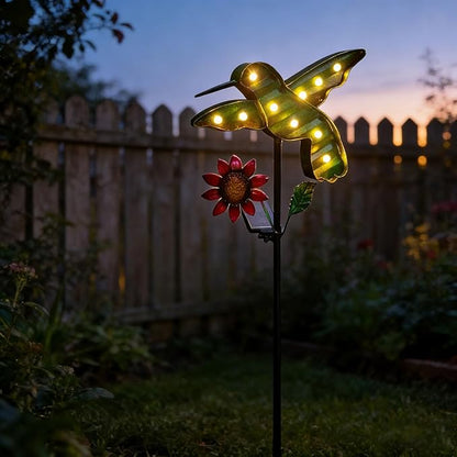 Solar Lights Outdoor Garden Stakes, Waterproof Hummingbird Lights Gifts for Women Mum and Metal Bird Decorative LED Lanterns for Yard, Patio (Hummingbird) (Hummingbird)