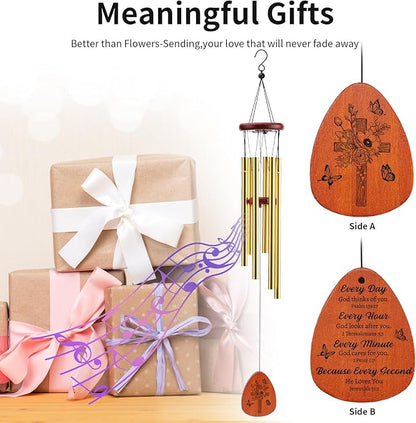 Christian Gifts for Women Men, Wind Chimes with Bible Verse, Religious Inspirational Gifts for Men, Baptism, Birthday, Christmas,Thanksgiving, Faith Based Gift for Friends Mom Sister